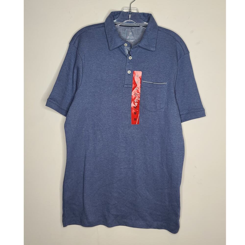 NWT Tahari blue cotton blend short sleeve polo shirt - medium